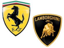 simboli Ferrari Lamborghi per tour motori con Mazzanti NCC Bo